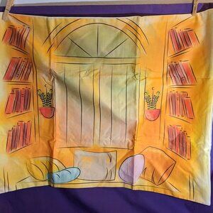 One sided Pillow Case with bookshelf scene